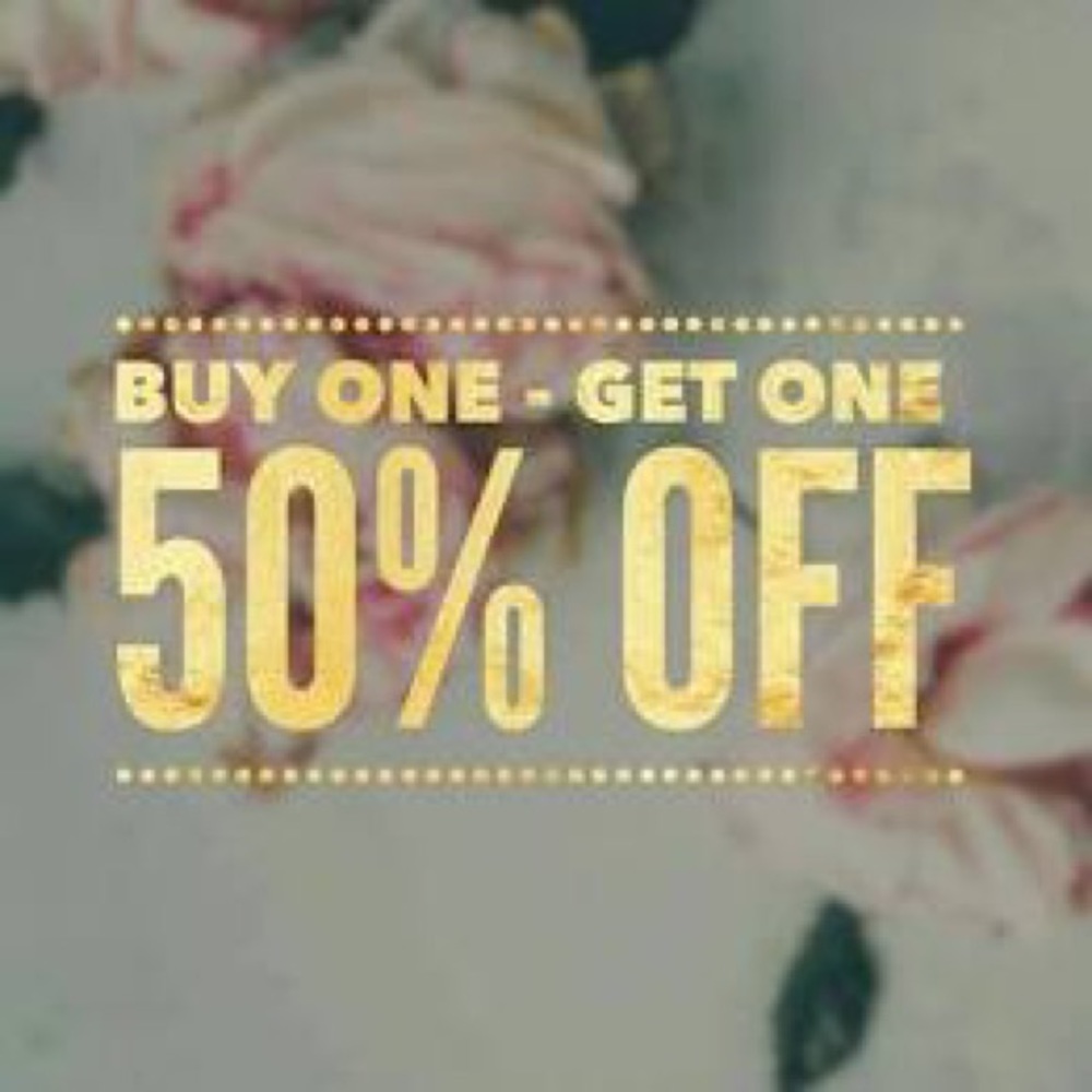 BUY ONE ITEM GET THE OTHER HALF PRICE